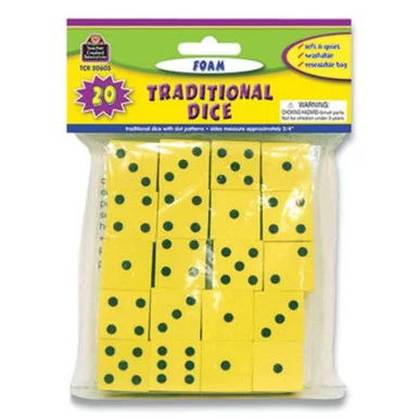 Teacher Created Resources TCR20603 Traditional Foam Dice, Six Sides, 0.75" Square, 20/pack