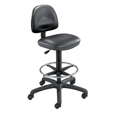 Safco Precision Extended Height Drafting Chair - Vinyl Vinyl Black Seat - Back - Black Frame - 26" X 24" X 33" Overall Dimension (3406BL)