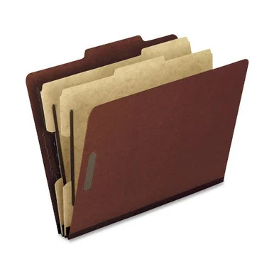 Pendaflex Pressboard Classification Folder - Letter - 8.50" X 11" - 2" Expansion - 4 Fastener - 2" Folder, 1" Divider Fastener Capacity - 2/5 Tab Cut - 2 Dividers - 25 Pt. - Pressboard - Red - (1257R)