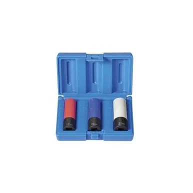 Grey Pneumatic 1503TP 3 Piece 1/2" Drive Extra Thin Wall Wheel And Nut Protector Impact Socket Set