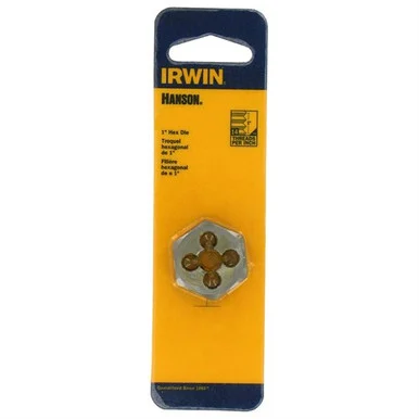Irwin Industrial 9444 High Carbon Steel Hexagon 1" Across Flat Die 1/2"-13 Nc