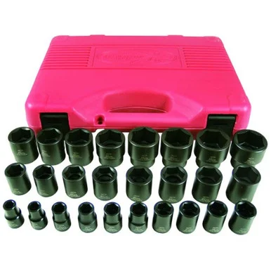K Tool International KTI-38101 26-piece 1/2 In. Drive Metric 6-point Short Impact Socket Set