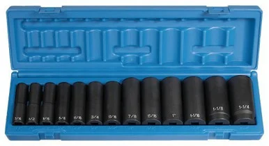 Grey Pneumatic 1312D 13 Piece 1/2" Drive 6 Point Deep Fractional Impact Socket Set