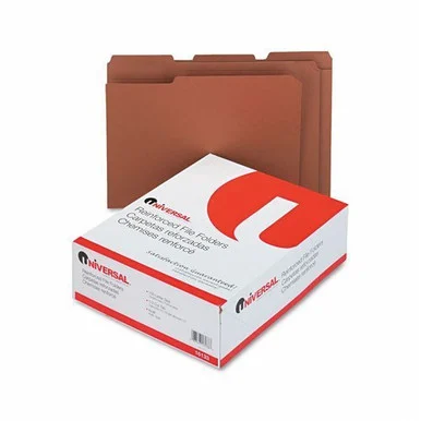 Universal Office Products 16133 Kraft File Folders, 1/3 Cut Assorted, Top Tab, Letter, Brown, 100/box