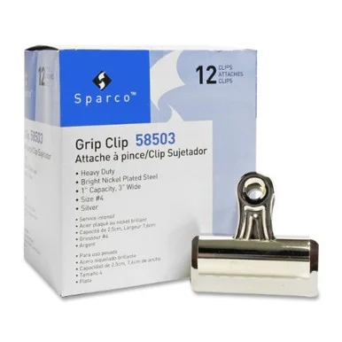 Sparco Bulldog Clip - 4" Length X 3" Width - 12 / Box - Silver (SPR58503)