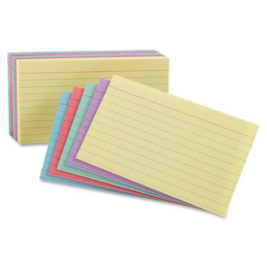 Oxford Printable Index Card - 4" X 6" - Recycled - 100 / Pack - Cherry, Blue, Green, Canary, Violet (ESS34610)