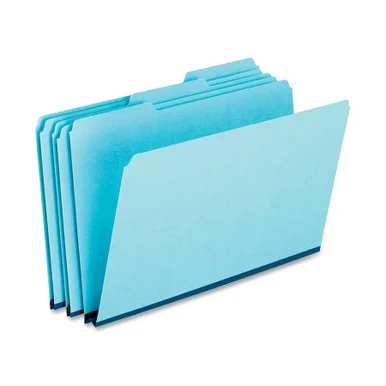 Pendaflex Pressboard File Folder - Legal - 8.50" X 14" - 1" Expansion - 1/3 Tab Cut - Assorted Position Tab Location - 25 Pt. - Pressboard - Blue - 25 / Box (9300T13)