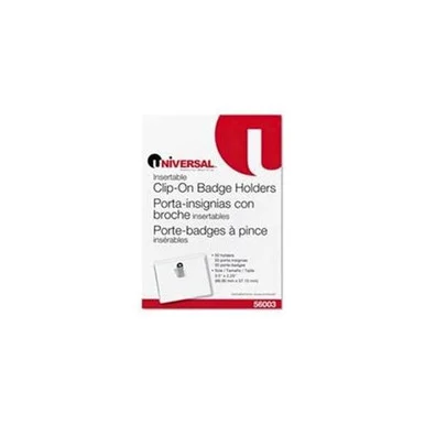 Universal Office Products 56003 Clip-on Clear Badge Holders W/inserts, Top Load, 2 1/4 X 3 1/2, White, 50/box