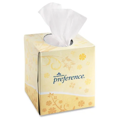 Preference Cube Box Facial Tissue - 2 Ply - 7.65" X 8.85" - White - Soft, Absorbent - 100 Sheets Per Box - 36 / Carton (46200ct)