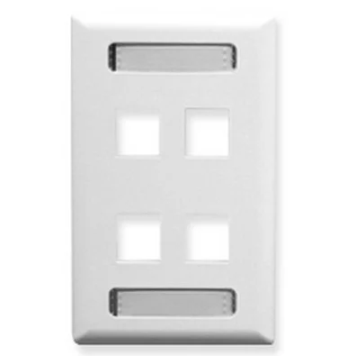 ICC 4-Port Single Gang Faceplate With Station ID (faceid-4-wh)