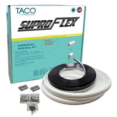 Taco Marine V11-9990WCM60-2 Taco Suproflex Rub Rail Kit - White With Flex Chrome Insert - 2"h X 1.2"w X 60'l