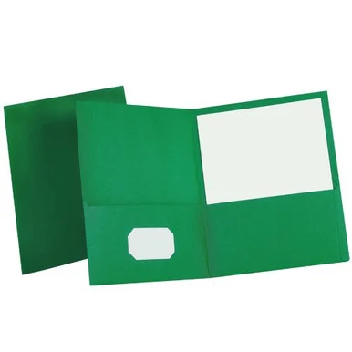 Oxford Twin Pocket Folders - Letter - 8.50" X 11" - 2 Pockets - Leatherette Paper - Hunter Green - 25 / Box (ESS57556)
