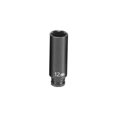 Grey Pneumatic 912MDS 1/4" Drive 6 Point Metric Deep Impact Socket 12mm