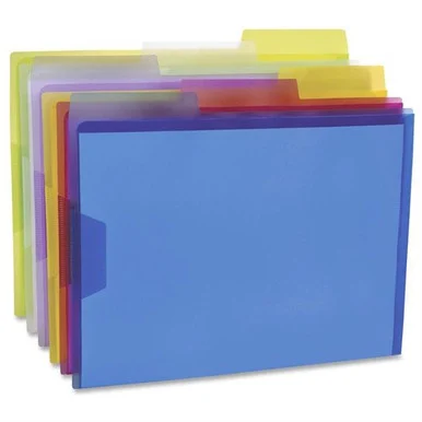 Pendaflex Poly View Folders - Letter - 8.50" X 11" - 1/3 Tab Cut - Poly - Blue, Magenta, Yellow, Purple, Lime, Ice - 6 / Pack (ESS52565)