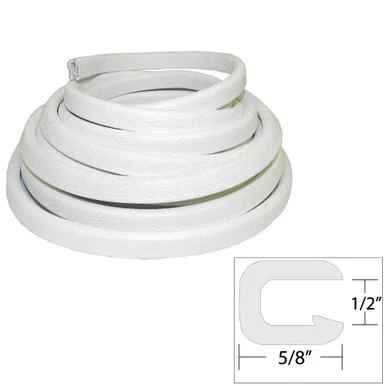 Taco Metals 11005723 Taco Flexible Vinyl Trim - ½" Opening X ⅝"w X 25'l - White