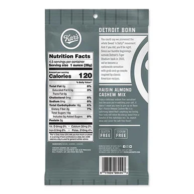 Ace Office 08444 Fresh Harvest Trail Mix, Raisin Almond Cashew, 4.5 Oz Bag, 12/box