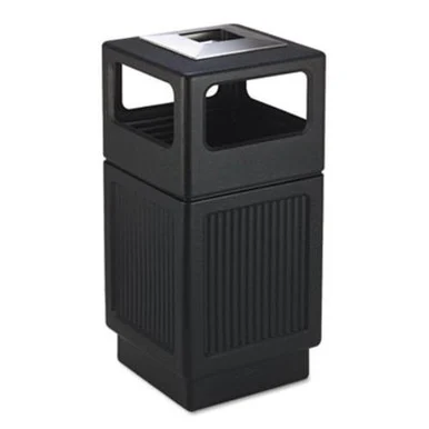 Safco 9477BL Canmeleon Ash/trash Receptacle, Square, Polyethylene, 38gal, Textured Black