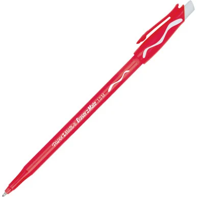 Paper Mate Erasermate Ballpoint Pens - Conical Pen Point Type - 1 Mm Pen Point Size - Red Ink - Red Barrel - 12 / Dozen (3920158)