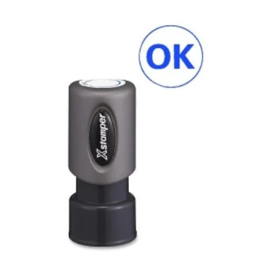 Xstamper Pre-inked Stamp - Message Stamp - "ok" - 0.63" Impression Diameter - Blue - Recycled - 1 Each (xst-11357)