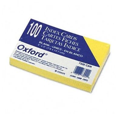 Esselte Printable Index Card - 3" X 5" - 100 / Pack - Canary (7320CAN)