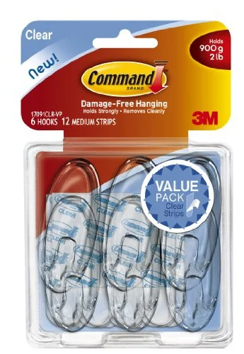Command Clear Medium Hook Value Pack - 6 Hook - 907.2 G Capacityplastic - Clear (17091CLRVP)