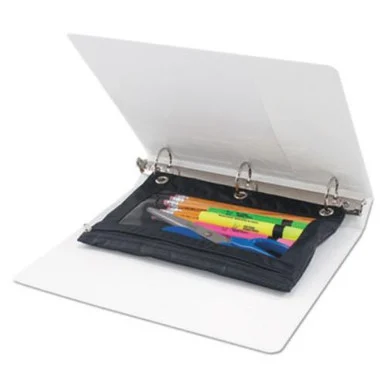 Ace Office 63067 Binder Pencil Pouch, 10 X 7 3/8, Black/clear, 3/pack