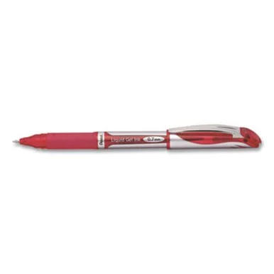 Pentel BL57B Energel Deluxe Liquid Gel Pen, 0.7 Mm, Red Ink, Silver/red Barrel, Dozen BL57B_40