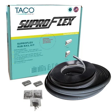 Taco Marine V11-9960BBK60-2 Taco Suproflex Rub Rail Kit - Black W/flex Chrome Insert - 1.6"h X .78"w X 60'l