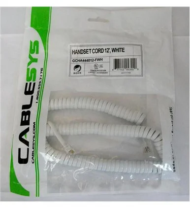 Gcha444012-fwh / 12' White Handset Cord 1200WH