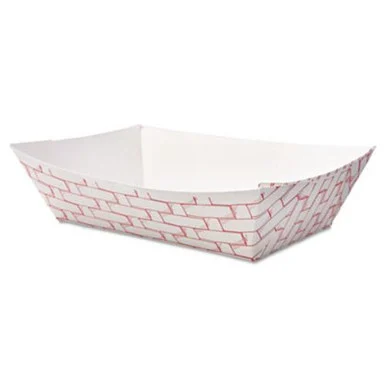 Boardwalk BWK30LAG200 Paper Food Baskets, 2lb Capacity, Red/white, 1000/carton
