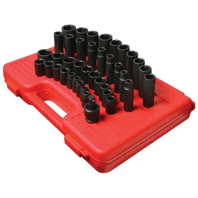 Sunex 2668 39 Piece 1/2" Drive 6 Point Standard And Deep Sae Impact Socket Set