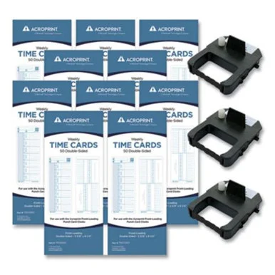 Acroprint Time Recorder 010296001 Exp500 Accessory Bundle, 3.38 X 8.25, Weekly, Two-sided, 500 Cards And 3 Ribbons
