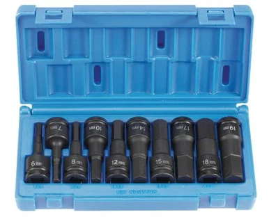 Grey Pneumatic 1498MH 10 Piece 1/2" Drive Metric Hex Driver Impact Socket Set