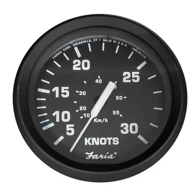 Faria Beede 32809 Faria Euro Black 4" 30 Knot Speedometer F/mechanical Pitot Tube