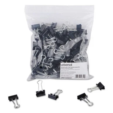 Universal Office Products UNV10200 Small Binder Clips, Zip-seal Bag, 3/8" Capacity, 3/4" Wide, Black, 144/bag