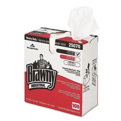 Georgia-pacific Brawny Industrial Heavy-duty Wipe - 100 Sheets Per Box - 100 / Box - 16.50" X 9.10" - White (GEP25070)