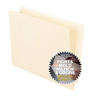 Pendaflex Anti Mold And Mildew End Tab File Folders - Letter - 8.50" X 11" - Manila - 75 / Box (ESS62710)