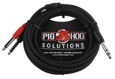 Pig Hog PYIC10 10' TRS Male to Dual 1/4" Insert Cable
