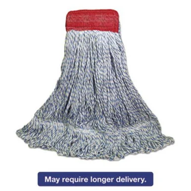 Boardwalk 553 Mop Head, Floor Finish, Wide, Rayon/polyester, Large, White/blue, 12/carton