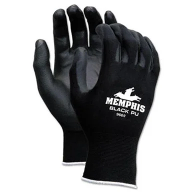R3 Safety MCR9669L Economy Pu Coated Work Gloves, Black, Large, 1 Dozen - MCR Safety