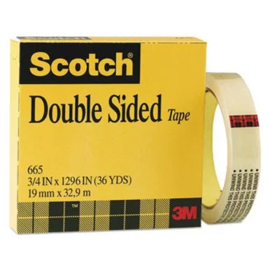 3m 665-341296 Double-sided Tape, 3" Core, 0.75" X 36 Yds, Clear