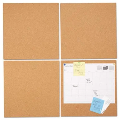 Universal Office Products 43404 Cork Tile Panels, Brown, 12 X 12, 4/pack