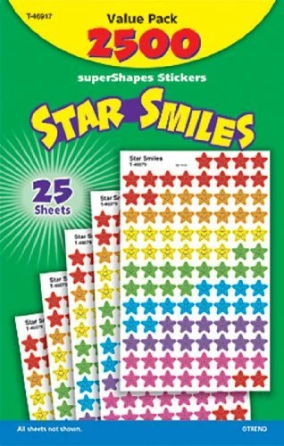 Trend Supershapes Star Smiles Stickers - 2500 Star - Assorted (T46917)