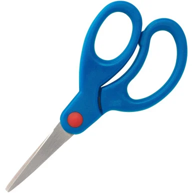 Sparco Bent Tip 5" Kids Scissors - 5" Overall Length - Bent - Stainless Steel, Rubber - Blue (spr-39049)