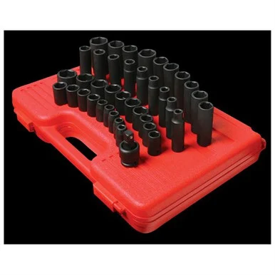 Sunex 2669 39 Piece 1/2" Drive Standard And Deep Metric Impact Socket Set
