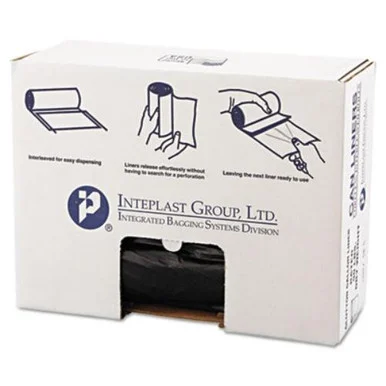 Integrated Bagging Systems S434822K Interleaved High-density Can Liners, 55-60gal, 43 X 48, 22mic, Black, 150/carton