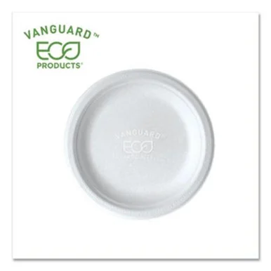 Eco Products EP-P016NFA Vanguard Renewable And Compostable Sugarcane Plates, 6", White, 1,000/carton