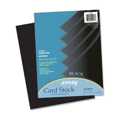 Pacon Array Card Stock - Letter - 8.50" X 11" - 65 Lb - Recycled - 100 / Pack - Black (PAC101187)