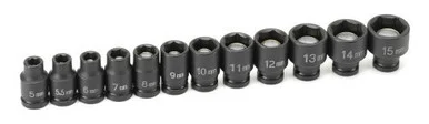 Grey Pneumatic 9712UM 1/4" Drive Standard Length Surface Drive 12 Piece Universal Socket Set