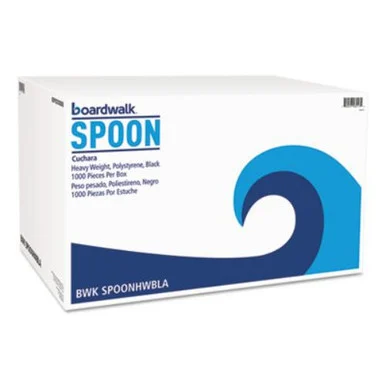Boardwalk BWKSPOONHWBLA Heavyweight Polystyrene Cutlery, Teaspoon, Black, 1000/carton